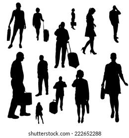 Vector silhouette of businessman on a white background.