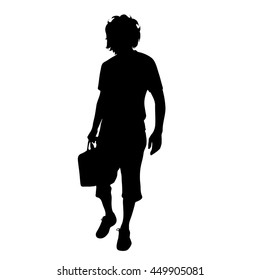 Vector silhouette of businessman on white background.