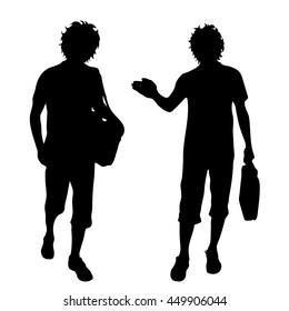 Vector silhouette of businessman on white background.
