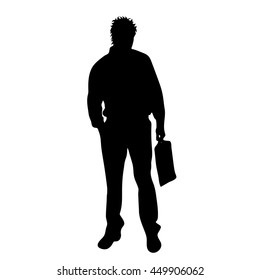 Vector silhouette of businessman on white background.