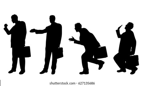 Vector silhouette of businessman on white background.