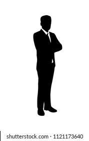 vector of silhouette businessman standing with  folded arm