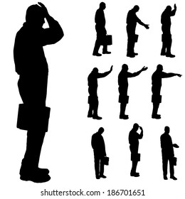 Vector silhouette of a businessman a white background.
