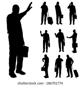 Vector silhouette of a businessman a white background.