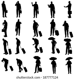 Vector silhouette of a businessman a white background.