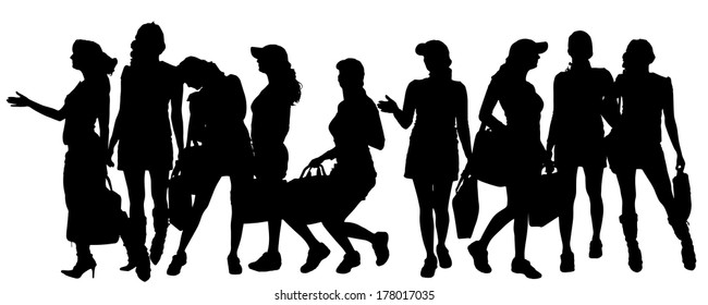 Vector silhouette of a businesswoman on a white background. 