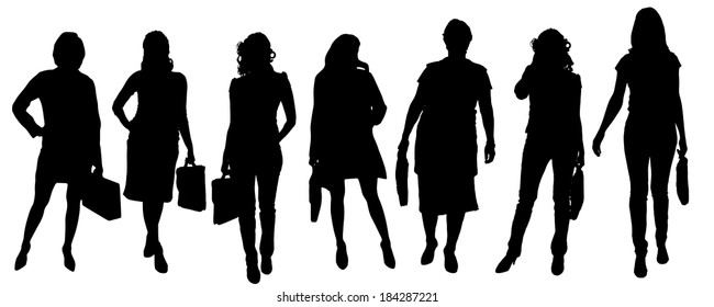 Vector silhouette of a businesswoman on a white background. 