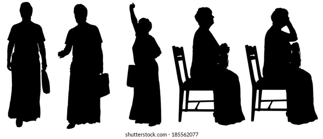Vector silhouette of businesswoman on a white background.
