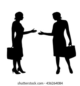 Vector silhouette of businesswoman on white background.