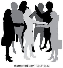 Vector silhouette of businesswoman a white background.