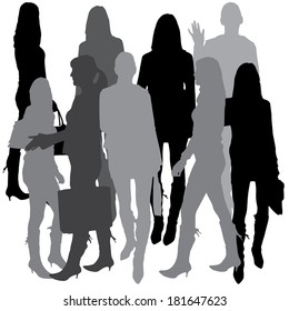Vector silhouette of businesswoman a white background.
