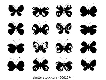 vector with silhouette of butterflies