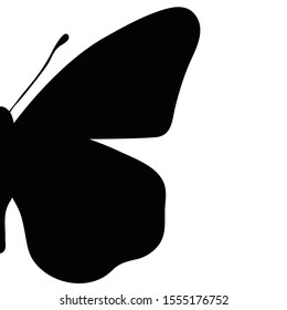 Vector silhouette of butterfly on white background. Symbol of animal, insect, fly, migratory.