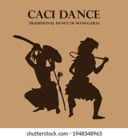 Vector silhouette of caci dance fom west manggarai - Indonesia