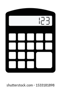 Vector silhouette of calculator. Motives of office, objects, business, workplace, working, white collar