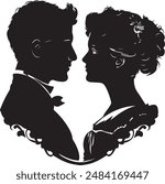 Vector silhouette cameo man and woman 