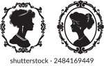 Vector silhouette cameo man and woman 