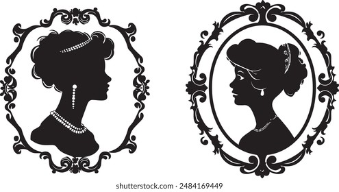 Vector silueta cameo hombre y mujer 