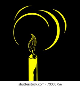 silueta vectorial de la vela sobre fondo negro