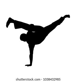 vector of silhouette capoeira au batido or L kick in breakdance