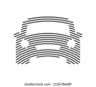 Vector silhouette of a car formed by rounded lines. Isolated on white background.