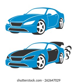 Vector silhouette car on white background