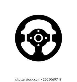 vector silhouette of car steering wheel, car steering icon on white background editable