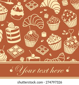 vector silhouette card with bake and sweets