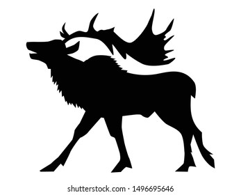 Vector silhouette of caribou or reindeer. Side view. Motives of season, Christmas, north pole, holidays, Santa Claus