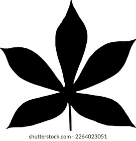 vector silhouette of a cassava leaf similar to a cannabis leaf 