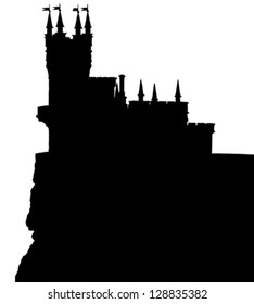 Vector silhouette of the castle Swallow Nest in Crimea