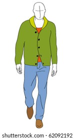 vector silhouette of casual dressed man