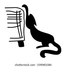 Vector silhouette of the cat, black color, isolated on white background