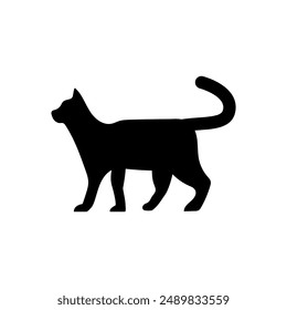 Vector silhouette of the cat, black color, isolated on white background