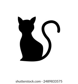 Vector silhouette of the cat, black color, isolated on white background