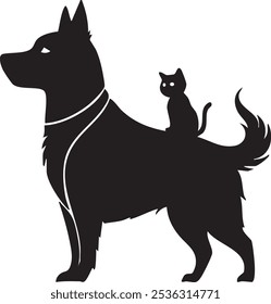 Vector Silhouette of Cat and Dog | World Animal Day