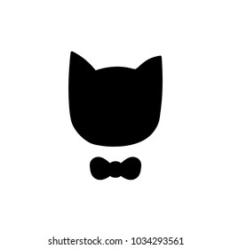 Vector silhouette of cat face and bow