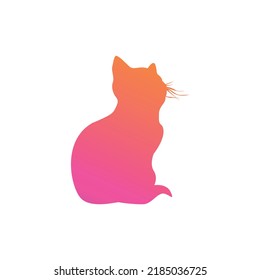 Vector silhouette of cat, vector illustration with gradient, vector flat icon.