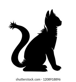 Vector silhouette of cat on white background.