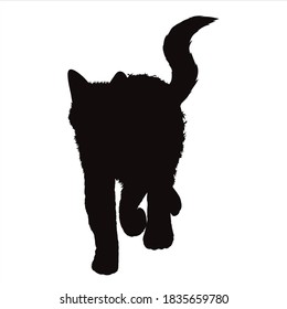 Silueta vectorial de gato sobre fondo blanco. Símbolo de animal doméstico y mascota.