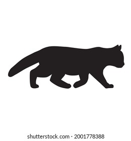 Vector silhouette of a cat on white backgound.