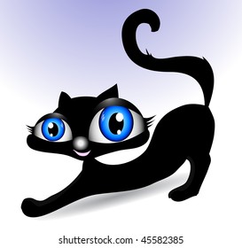 Vector silhouette of cat on a white background