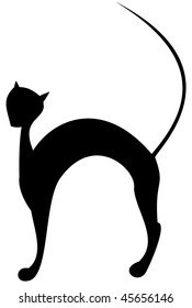 Vector silhouette of cat on a white background.