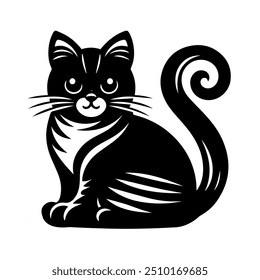 Vector silhouette of the cat sitting