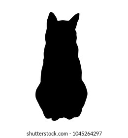Vector silhouette of the cat, sitting,  black color, isolated on white background