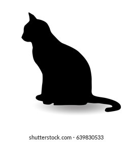 Vector Silhouette Cat Sitting Black Color Stock Vector (Royalty Free ...