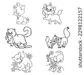 vector silhouette of cats in different positions