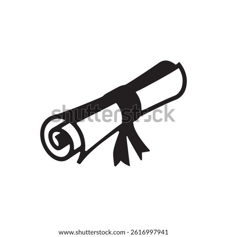 Vector silhouette of a certificate scroll logo with ribbon