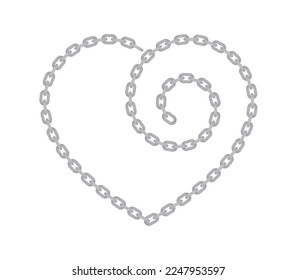 Silueta vectorial de una cadena en forma de corazón. Símbolo de amor. Aislado sobre fondo blanco