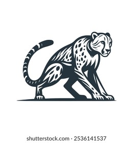 a vector silhouette of a cheetah in a crouching or stalking position ready to pounce illustration 